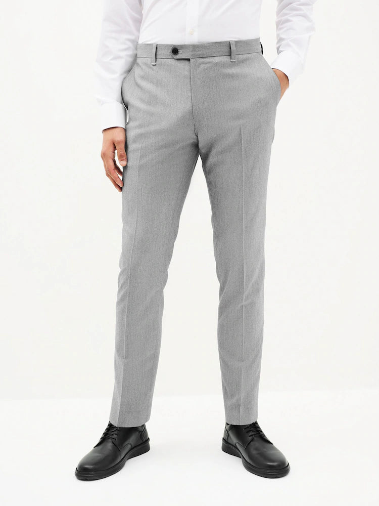 Grey Skinny Fit Stretch Smart Trousers